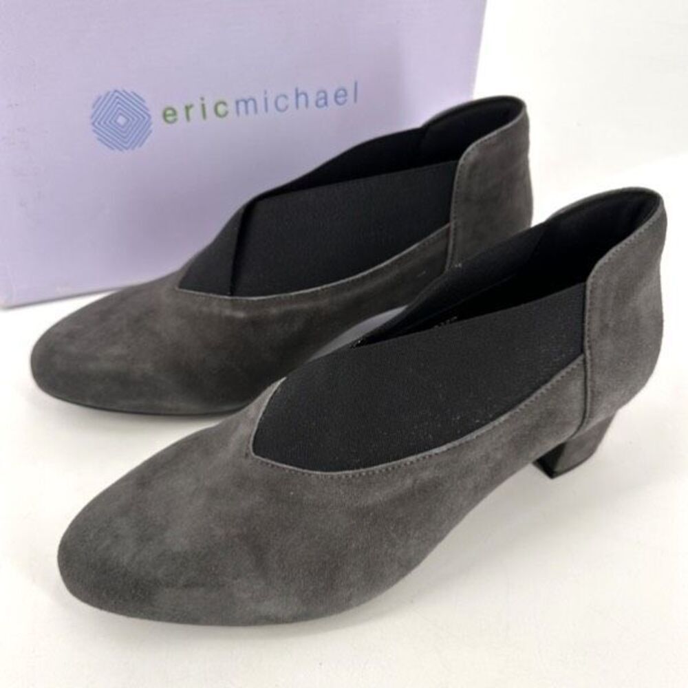 Eric Michael Gayle Women Suede Leather Block‎ Heel Slip On Pumps Gray Size 40 10